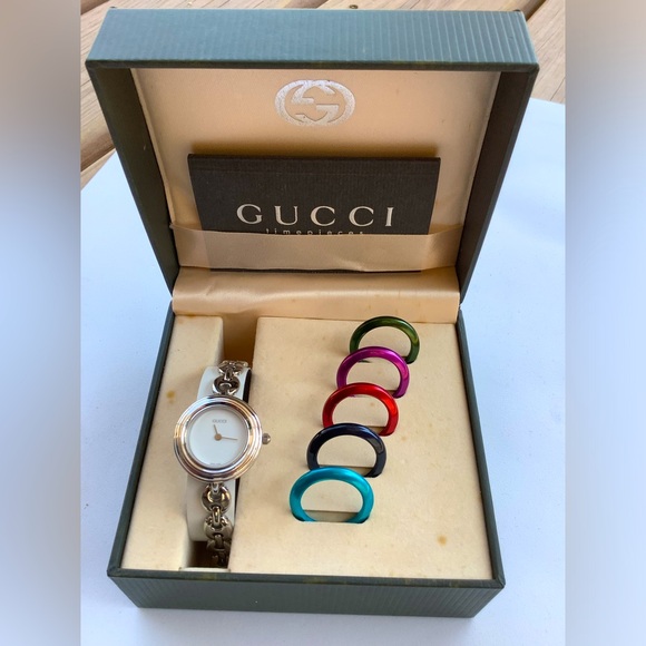GUCCI dressy bracelet watch w/ colored rings 🌼🌸🌺 - Picture 1 of 14